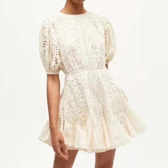 Rhode Molly Cotton Dress in Buttercream Women’s L Large Beige Mini $525 - Picture 1 of 13